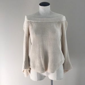 Off the shoulder mermaid sleeve sweater